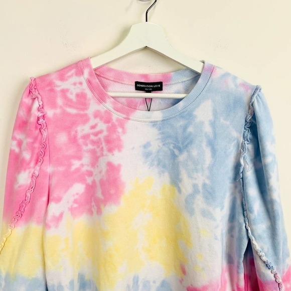 NWT GENERATION LOVE Ruffle Tie Dye Sweatshirt - Picture 7 of 10